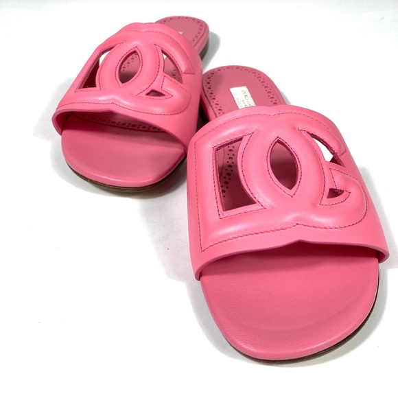 *SOLD* Dolce & Gabbana Bambino Girl's DG Cutout Leather Slide Sandals Pink 36 - Picture 7 of 17